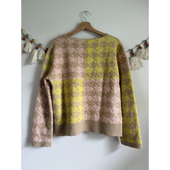 Marc Cain Houndstooth Wool Blend Knit Multicolor Sweater Preppy Academia N4 US 8 - Picture 2 of 10